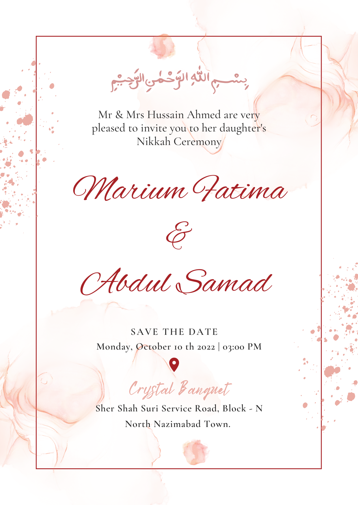 Invitation Card by Javairya Hussain on Dribbble