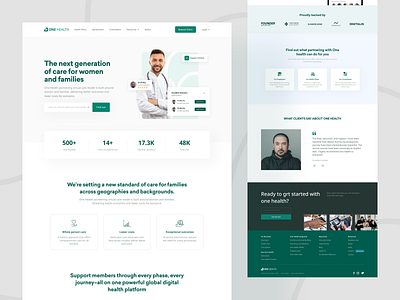 OneHealth - Healthcare Website Landing Page doctor landing family care healthcare hospital medical online health ui uiux