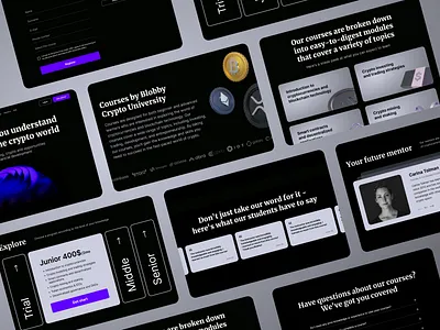 Landing page for crypto courses blockchain crypto design edtech fintech illustration ui web design
