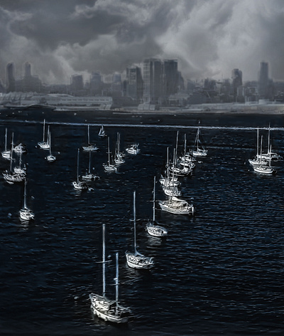 Boats at Sea art digital painting illustration illustrator