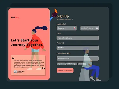 MidDrop Sign-up Page app branding design graphic design illustration logo sign ui ux vector website