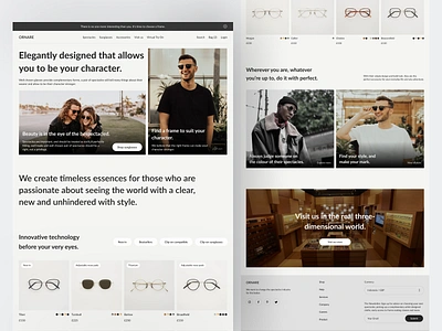 Ornare - Glasses E-commerce catalogue clean design ecommerce header landing page market marketplace modern online shop simple spectacles store sunglasses ui ui design uiux web design website website design