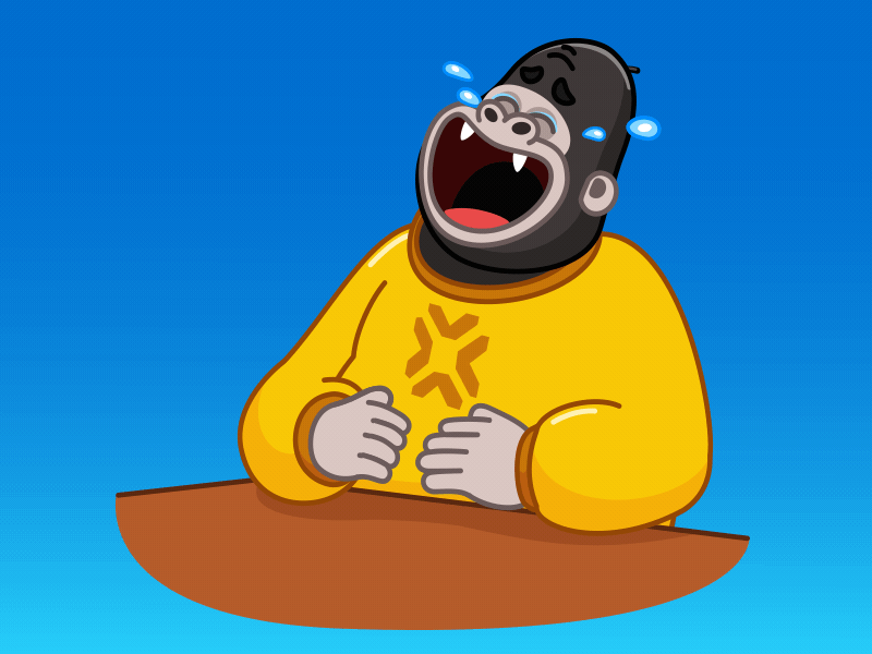 Gorilla Laughter 2d animation art cartoon design gif goriila laughter monkey motion graphics stickers vector