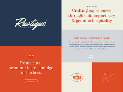Rustique Typography and color exploration design of branding app branding design graphic design logo logo designer logo mark minimal steakhouse typography ui ux vintage