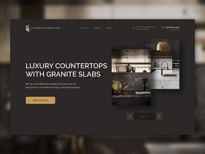 Concept Luxury countertops with granite slabs branding design illustration landing logo ui ux web website
