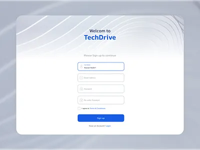 Signup Page blue drie form landing login register sign up signin signup tech ui uidesign website design