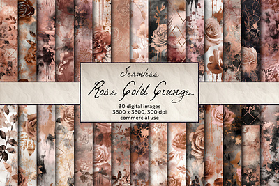 Rose Gold Grunge Seamless Pattern, Digital Art design scrapbook paper