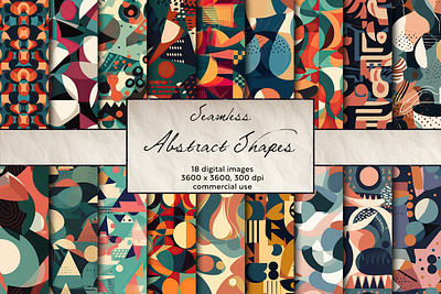 Abstract Shapes Seamless Pattern, Digital Art scrapbook paper