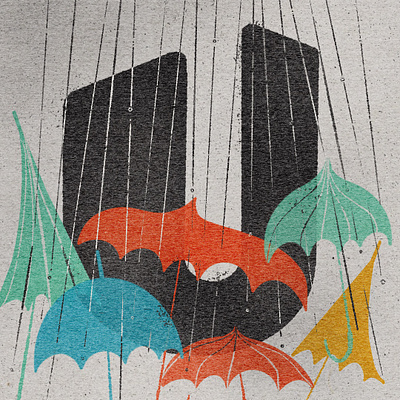 U is for umbrella - 36 Days of Type 36 days april design illustration letter mid century rain showers texture type typography u umbrella weather