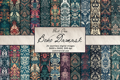 Boho Damask Seamless pattern, Digital Art scrapbook paper