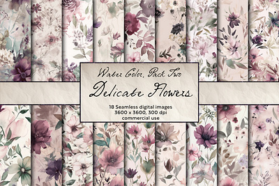 Delicate Flowers Seamless Pattern, Digital Art scrapbook paper