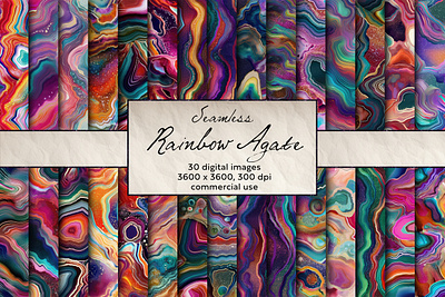 Rainbow Agate Seamless Pattern, Digital Art scrapbook paper