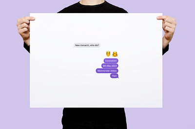 New Monarch, Who Dis? | Typographical Poster coronation emoji funny graphics humour king messages simple text typography