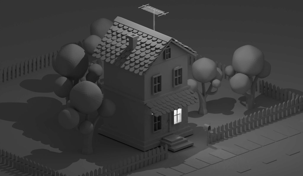 3d house at night 3d blender design graphic design home house illustration night