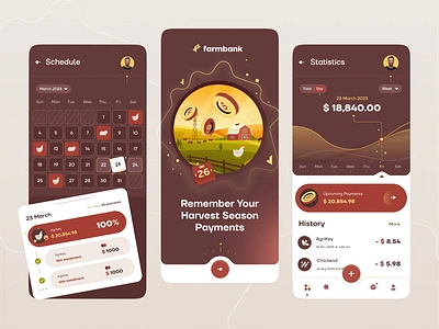 Banking app for farmers aplication app bank banking brand branding card cart credit farm illustration mobile mobile ui money nature service ui ux vector wallet