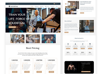 KOUDSTAAL - Fitness Landing Page clean fitness fitness website gym gym landing page landing page minimalist redesign sample ui ui design ui ux web design web designer website website design website redesign workout