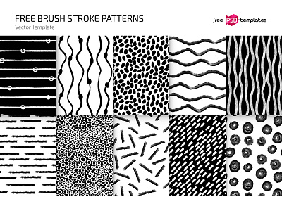 Free Brush Stroke Pattern Set (PSD, AI, EPS, PNG) abstract bwpattern free free patterns freebie pattern pattern pack pattern set patterns psd psd patterns template templates