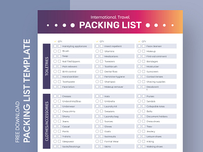 International Travel Packing List Free Google Docs Template checklist docs document google journey list ms packing print printing template templates todolist tours travel traveling trip voyage word