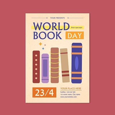 Flyer world book day animation banner book books books day design flyer graphic design illustration illustrator vector world books day