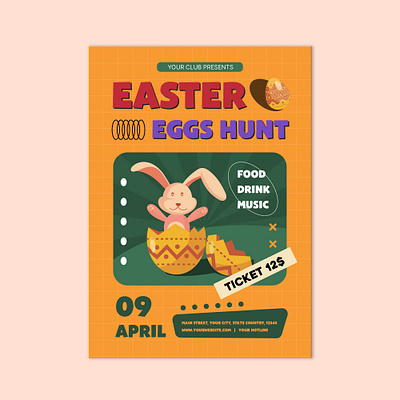 Easter and bunny egg hunting poster animation banner design easter easter eggs hunt eastrer flyer graphic design illustration poster vecter vector