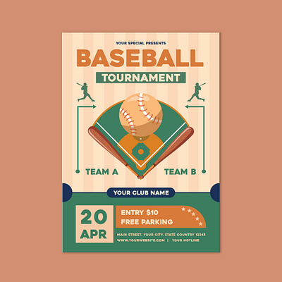 Baseball league flyer animation baseball tournament báeball design flyer graphic design illustration illustrator sport vector