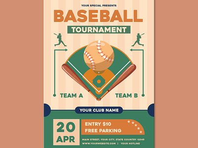 Baseball tournament vintage poster design Vector Image