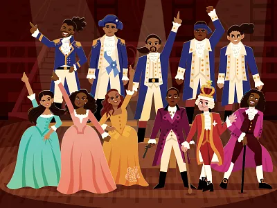 Hamilton broadway character art characters design hamilton illustration musical stylized theater