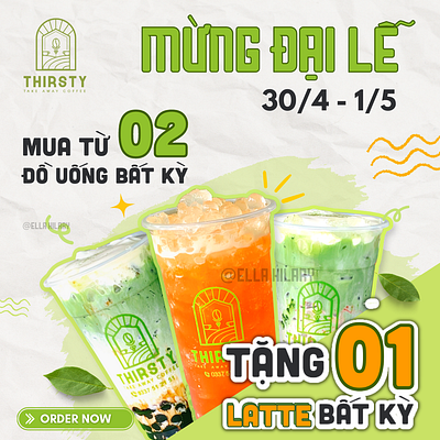 Facebook post - Instagram post - Mừng đại lễ - Bubble tea bubble tea canva design graphic design template