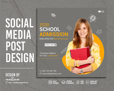 admission social media post design admission advertising banner branding design facebook post instagram post media post poster school social social media post