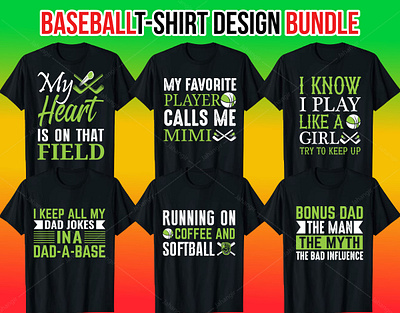 Baseball T-Shirt Design Bundle basebal branding design graphic design hikinhg hunthing illustration logo retro tshirt tshirtdesign typography vector vintage
