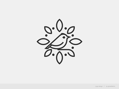 King bird illustration leaves logo