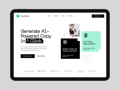 CopyShark | AI SaaS Website Design ai design flat illustration landing modern saas tech technology ui ux web website