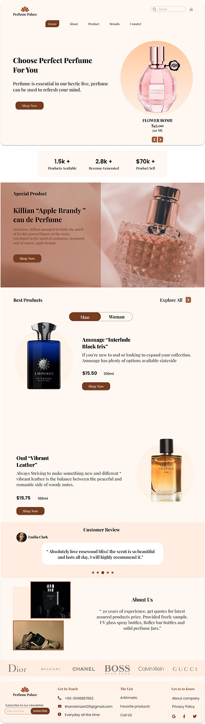 Perfume Website Landing Page branding design graphic design illustration ui ux website