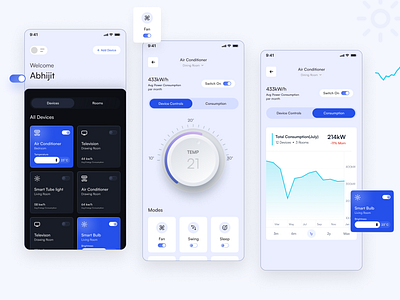 Smart Home App UI Design app application design detail page home homepage homepage ui smart home smart home app ui ui design ux ux design