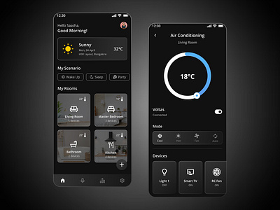 Smart Home Control App app design designchallenge smarthomecontrolapp ui uidesign ux uxdesign