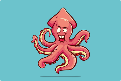 Happy Squid cartoon cartoon character character design graphic design mascot