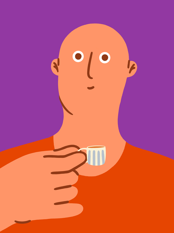 A Cup of Happiness 2d character design coffee design digital art editorial fine art graphic design illustration lifestyle minimal tea