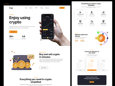 Crypto landing page design app branding crypto landing page design design graphic design illustration landing page logo typography ui ui design ui ux ux vector