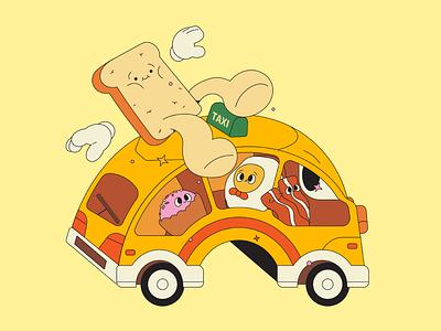Letter C character character design flat illustraion letter c taxi character