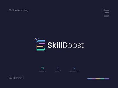 Online teaching logo, SkillBoost logo design app appicon best boost brand branding color graphic design iconik illustration lettering logo online online education online venture skilllogo teaching typography vector