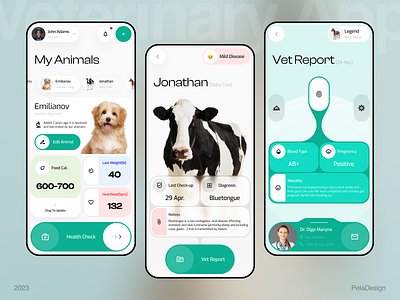 Pet Adoption App🐶🐮 adoption animal app design application design farm health healthy medical minimal mobile pet rancher stable ui ux vet veteran