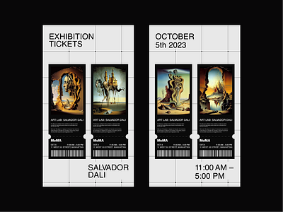 Salvador Dali exhibition tickets art branding design layot museum typography ui ux web web design