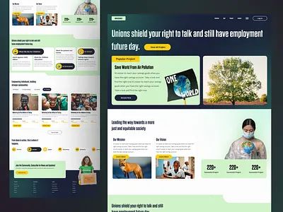 WORLDSAVELY Ngo Landing Page branding design donation enviroment hellodribbble illustration landing page landing page design landing page ui minimal ngo social work ui