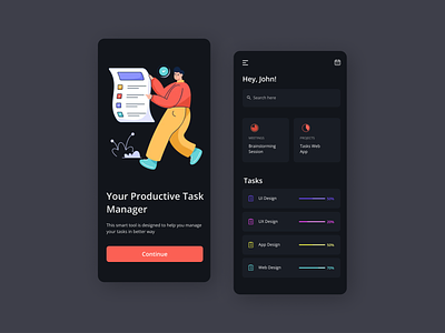 Task Management App Concept app app design app ui clean app ui creative ui dark mode app graphic design management app mobile app design productivity app task app task list task management app task manager to do list todo app ui ui design ui ux design ux design