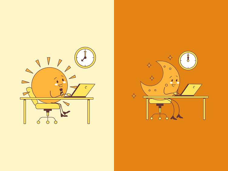 Day Shift vs Night Shift by Streamlinehq on Dribbble