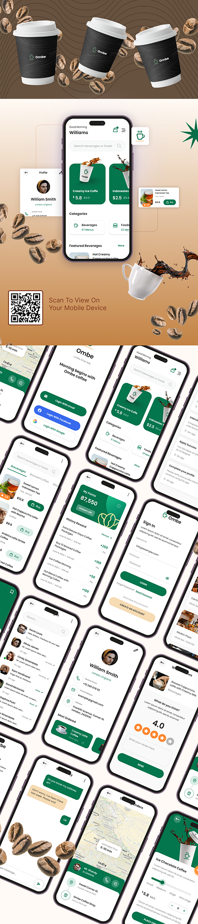 Ombe - Coffee Shop Mobile App Template andoid design mobile mobile application product design template uiux web design website