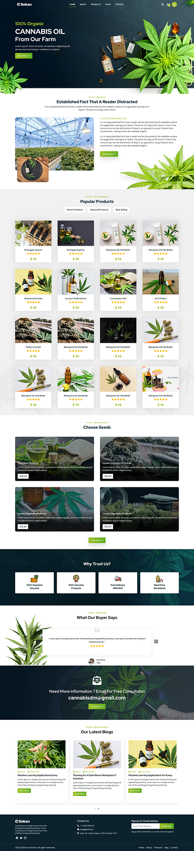 Seban - E-commerce Cannabis Shop bootstrap cannabis design graphic design hemp oil html template mock up