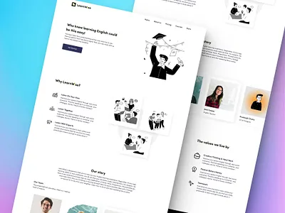LearnWise - About Us Page Design about page about us clean design college design education elearning figma learning minimal online education online learning onlineclass proshenjit01 school skill ui ui design uiux web
