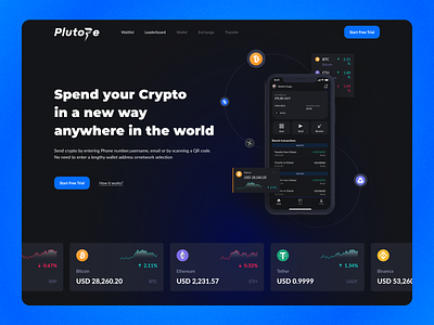Plutope - Spend your Crypto in a new way design freelance landing page ui ux web