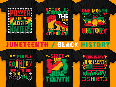 Juneteenth, black history T-shirt designs bundle tee